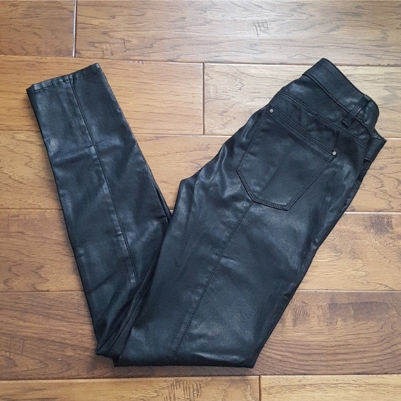NWT White House Black Market Black Coated Skinny Jeans Size 4R - Picture 4 of 11